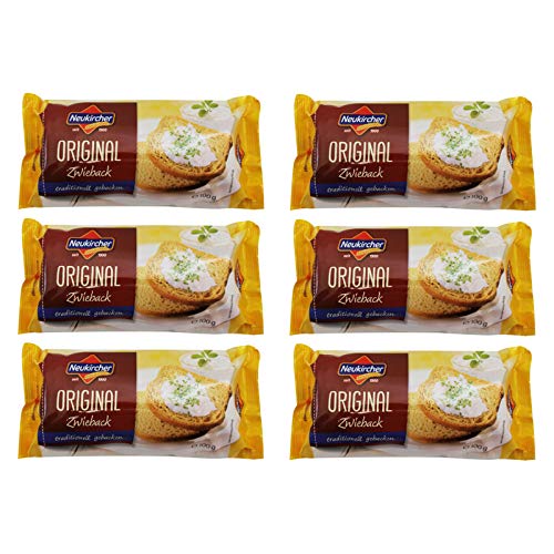 6er Pack Original Neukircher Zwieback (6 x 100 g) herzhaft & knusprig leicht verdaulich vollmundiger Geschmack von Neukircher Zwieback GmbH