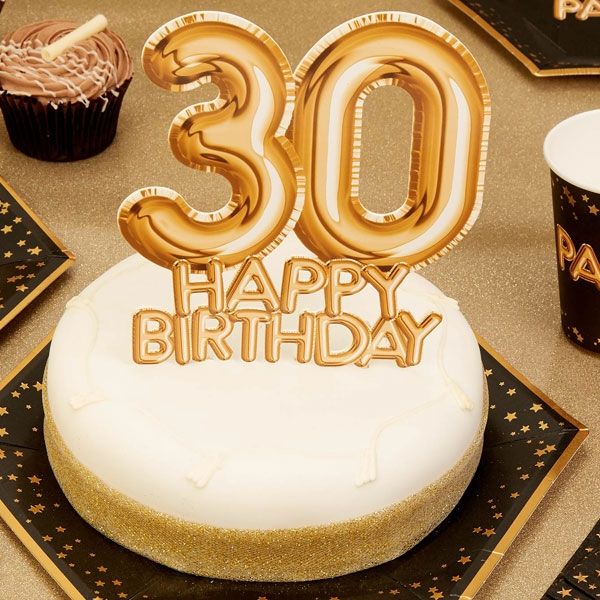 Cake Topper "30. Happy Birthday", Gold von Neviti