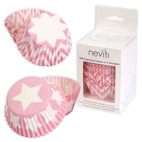 Muffinformen "Kleiner Stern" in rosa, 100 Stück von Neviti