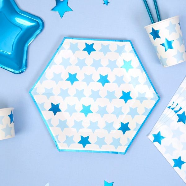 Partyteller "Kleiner Stern" in blau, 8er Pack von Neviti