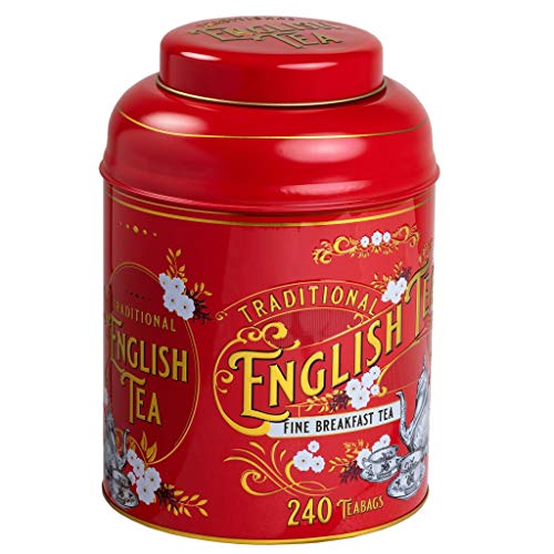 New English Teas - Breakfast Tea 240 Tea Bags - Vintage Victorian Tin - Red von New English Teas