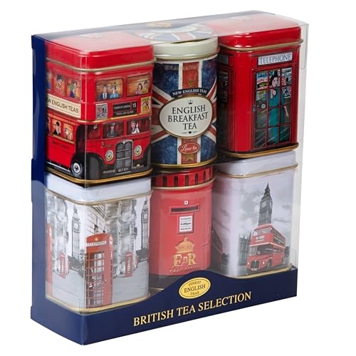 Best of Britain Geschenkset: 6 x kleine Teedosen mit losem Tee von New English Teas