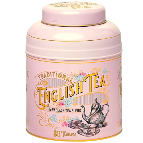 New English Teas Teedose im Vintage-Stil, viktorianischer Stil, mit 80 englischen Teebeuteln, Schwarz von New English Teas