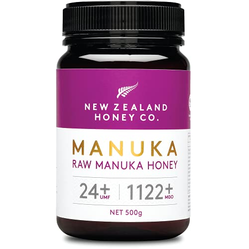 New Zealand Honey Co. Manuka Honig MGO 1122+ / UMF 24+ | Aktiv und Roh | Hergestellt in Neuseeland | Zertifiziertem Methylglyoxal Gehalt | 500g von NEW ZEALAND HONEY CO