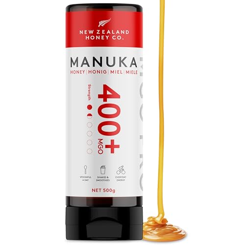 New Zealand Honey Co. Manuka Honig MGO 400+ | 500g Quetschflasche | Aktiv und Roh | Hergestellt in Neuseeland | Zertifiziertem Methylglyoxal Gehalt | 500g von NEW ZEALAND HONEY CO