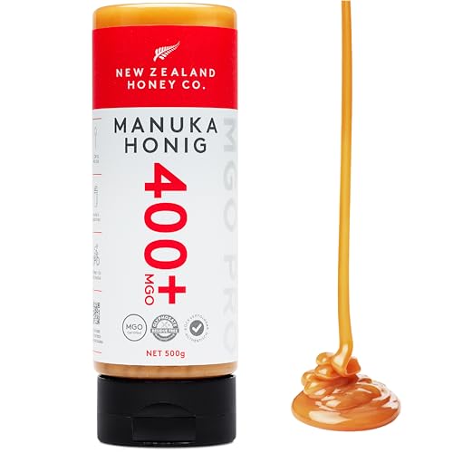 New Zealand Honey Co. Manuka Honig MGO 400+ | 500g Quetschflasche | Aktiv und Roh | Hergestellt in Neuseeland | Zertifiziertem Methylglyoxal Gehalt | 500g von NEW ZEALAND HONEY CO