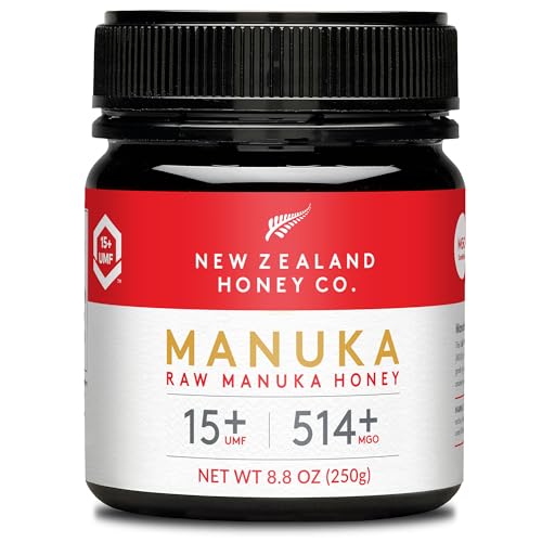 New Zealand Honey Co. Manuka Honig MGO 514+ / UMF 15+ | Aktiv und Roh - Hergestellt in Neuseeland - Zertifiziertem Methylglyoxal Gehalt - 250g - Manuka Honig 550 - Raw Honey - Rohhonig von NEW ZEALAND HONEY CO