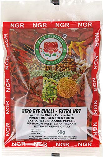 Ngr Chilischoten, extra scharf, (bird eye chilli), 50g, 6er Pack (6 x 50 g Packung) von GREAT BRITISH TRADING LIMITED