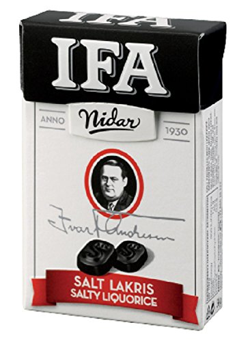 Nidar IFA Salty Liquorice - Original Norwegische Salzlakritz Salzige Lakritze Salmiak Pastillen Box 34g von Nidar IFA