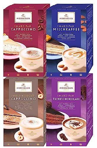 Niederegger 4er Mix Trinkschokolade | Marzipan, Cappuccino, Milchkaffee und Nuss-Nougat Cappuccino | 890g von Niederegger