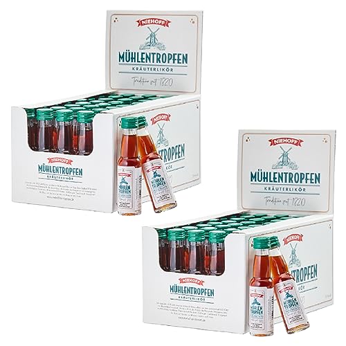 80 Fläschchen Niehoff Mühlentropfen Halbbitter a 0,02l 35% vol.Alkohol Mini 80 Fläschchen Niehoff Mühlentropfen Halbbitter a 0,02l 35% vol.Alkohol Mini von Niehoff