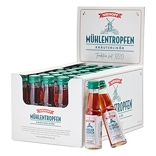 Niehoff Mühlentropfen Kräuterlikör Kurze 40 x 0,02L Miniflaschen Kräuterschnaps 35% vol von Niehoff