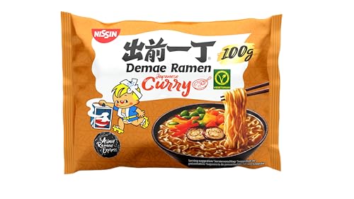 Nissin Demae Ramen – Japanese Curry, Einzelpack, Instant-Nudeln japanischer Art, mit Curry-Geschmack und asiatischen Gewürzen, vegetarisch, schnell und einfach zubereitet, asiatisches Essen (1x100g) von Nissin
