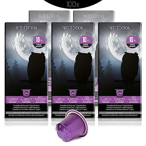Nite Owl 100 Espresso Kapseln Nespresso kompatibel I Intensität 10 I Aluminium Kaffee Kapseln I Recyclebar von Nite Edition