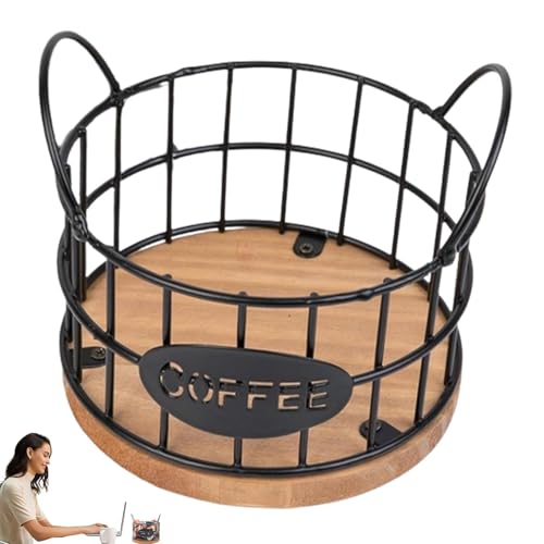 Kaffeekapsel-Regale, stabiler Kaffeekapsel-Halter, Organizer, große Kapazität, Halter mit Holzboden, Kaffeebar-Zubehör, schwarzer Drahtkorb für Küchentheke und Schreibtisch Kaffeekapsel-Regale, stabiler Kaffeekapsel-Halter, Organizer, große Kapazität, Halter mit Holzboden, Kaffeebar-Zubehör, schwarzer Drahtkorb für Küchentheke und Schreibtisch von Nkmujil