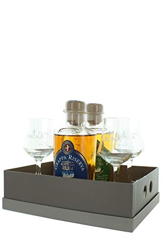 Box Vassoio Con Grappa Botti Da Rum + Da Madeira + 4 Bicchieri Sibona von Nº1 SIBONA