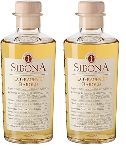 Sibona Grappa di Barolo mit 40% vol. (1 x 0,5l) – Feiner, samtiger Grappa aus Italien (Packung mit 2) von Nº1 SIBONA