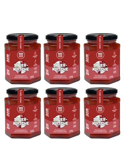 NO SUGAR SUGAR Vorteilspack 6x Fruchtaufstrich Sauerkirsche 260g ohne Zuckerzusatz mindestens 80% Fruchtanteil mit Erythrit und Stevia gesüßt | Brotaufstrich Hergestellt in der EU von NoSugarSugar