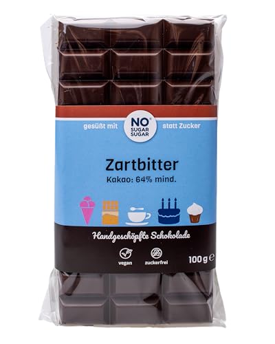 NO SUGAR SUGAR | Zartbitter Schokolade (100 g) vom Konditor, zuckerfrei von NoSugarSugar