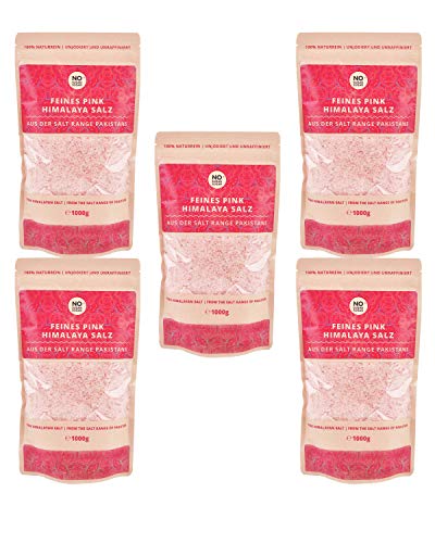 Pink Himalaya Salz, feine Körnung, Perfekt für Salzstreuer, 1 kg (Steinsalz / Kristallsalz aus Pakistan) 1kg 2kg 5kg 10kg 25kg wählbar mit großem Mengenrabatt (5 KG) von NoSugarSugar