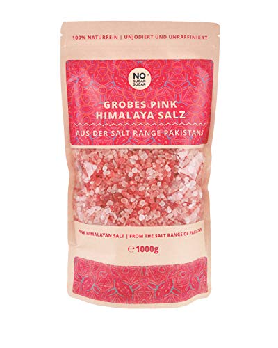 Pink Himalaya Salz, grobe Körnung, Perfekt für Salzmühle, 1 kg Brocken, (Steinsalz / Kristallsalz aus Pakistan) 1kg 2kg 5kg 10kg 25kg wählbar mit großem Mengenrabatt (1 KG) von NoSugarSugar