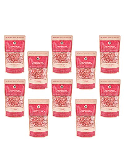 Pink Himalaya Salz Vorteilspreis 10x1kg, grobe Körnung, Perfekt für Salzmühle, Brocken, Steinsalz/Kristallsalz aus Pakistan von NoSugarSugar