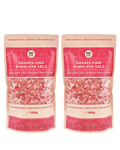 Pink Himalaya Salz, grobe Körnung, Perfekt für Salzmühle, 1 kg Brocken, (Steinsalz / Kristallsalz aus Pakistan) 1kg 2kg 5kg 10kg 25kg wählbar mit großem Mengenrabatt (2 KG) von NoSugarSugar