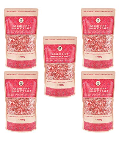 Pink Himalaya Salz Vorteilspack 5x1kg, grobe Körnung, Perfekt für Salzmühle, Brocken, Steinsalz/Kristallsalz aus der Salt Range Pakistans von NoSugarSugar