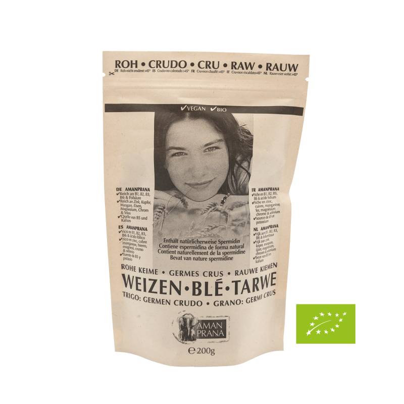 Weizenkeime 200g in Bioqualität -  reich an essentiellen Eiweißen und Ballaststoffen - vegan - Amanprana von Amanprana