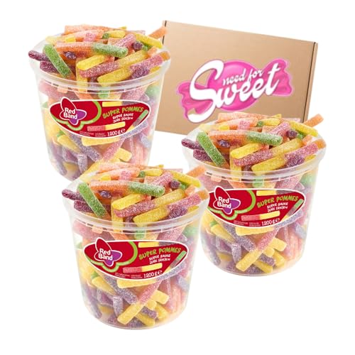 3x 1,2 Kg Red Band Super Saure Pommes - der süss-saure Imbis zuhause für Freunde und Party von Nohawa