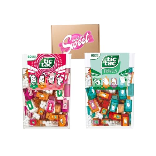 Tic Tac travels mix 2x228g - Needforsweet Box - perfekter Alltags- und Reisebegleiter, Munderfrischer Dragees in Erdbeere und Minze Tic Tac travels mix 2x228g - Needforsweet Box - perfekter Alltags- und Reisebegleiter, Munderfrischer Dragees in Erdbeere und Minze von Nohawa