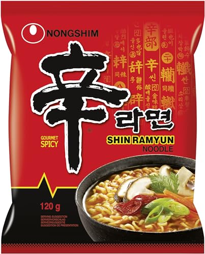 Nong Shim Instantnudeln Shin Ramyun – Koreanische Rindfleisch Ramen Suppe sehr scharf - schnelle Zubereitung – 6er Vorteilspack à 120g Nong Shim Instantnudeln Shin Ramyun – Koreanische Rindfleisch Ramen Suppe sehr scharf - schnelle Zubereitung – 6er Vorteilspack à 120g von Nongshim