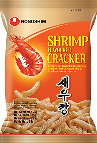Nong Shim Shrimp Flavoured Cracker – Knusprige Krabbencracker Seawu Kang - koreanischer Snack für jeden Tag – 1 x 75g von Nongshim