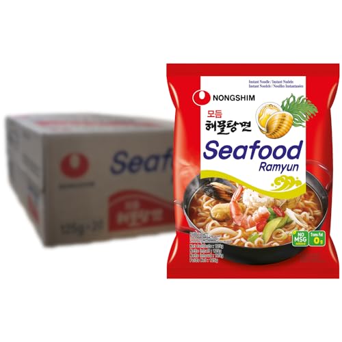 Nong Shim Instantnudeln Seafood Ramyun – Koreanische Seafood Ramen Suppe Modumheamul Tangmyun - schnelle Zubereitung – 20er Vorteilspack à 125g von Nongshim