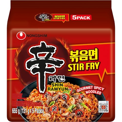 Nong Shim Instantnudeln Shin Ramyun Stir Fry - Koreanische Ramen Nudelsuppe scharf würzig - schnelle Zubereitung - 1er Multipack - 5 x 131g von Nongshim