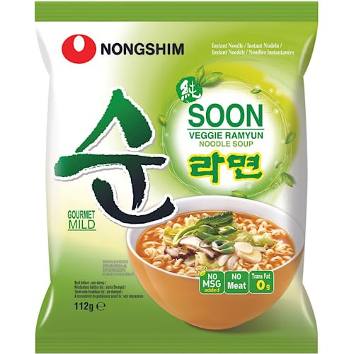 Nong Shim Instantnudeln Soon Veggie Ramyun – Koreanische Gemüse Ramen Suppe mild - schnelle Zubereitung – 1er Pack à 112g von Nongshim