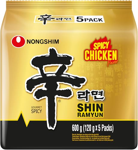 Nong Shim Instantnudeln Shin Ramyun Chicken - Koreanische Ramen Nudelsuppe mit Huhn scharf - schnelle Zubereitung - 1er Multipack - 5 x 120g Nong Shim Instantnudeln Shin Ramyun Chicken - Koreanische Ramen Nudelsuppe mit Huhn scharf - schnelle Zubereitung - 1er Multipack - 5 x 120g von Nongshim