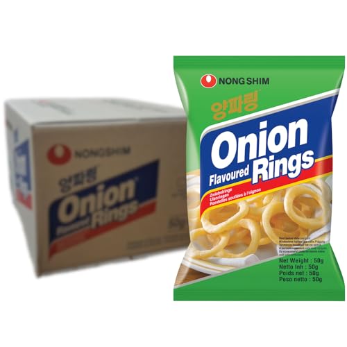 Nong Shim Onion Flavoured Rings – Zwiebelringe Yangparing - koreanischer Knabberspaß für Abende mit Freunden – 20er Vorteilspack à 50g von Nongshim