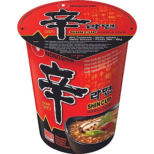 Nong Shim Instantnudeln Shin Ramyun – Koreanische Cup Suppe scharf - schnelle Zubereitung – 12er Vorteilspack à 68g von Nong Shim