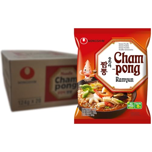 Nong Shim Instantnudeln Cham-Pong Ramyun – Koreanische Seafood Ramen Suppe - schnelle Zubereitung – 20er Vorteilspack à 124g von Nong Shim