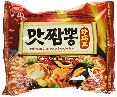 Nong Shim Instantnudeln Premium Cham Pong Ramyun Spicy Seafood – Koreanische Seafood Ramen Suppe - schnelle Zubereitung – 20er Vorteilspack à 130g von Nong Shim