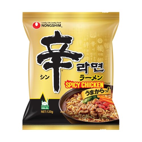 Nong Shim Instantnudeln Shin Ramyun Chicken - Koreanische Ramen Nudelsuppe mit Huhn scharf - schnelle Zubereitung - 20er Vorteilspack à 120g von Nongshim
