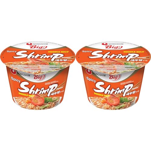 Nong Shim Instantnudeln Shrimp Big Bowl – Koreanische Ramen Suppe - schnelle Zubereitung – 115g (Packung mit 2) von Nong Shim