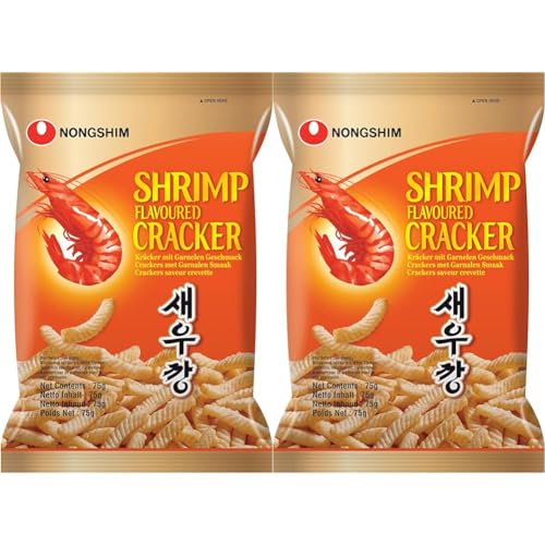 Nong Shim Shrimp Cracker – Knusprige Krabbencracker - koreanische Knabberei für jeden Tag – 1 x 75g (Packung mit 2) von Nong Shim