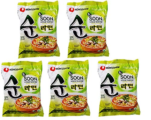 Nongshim Nong Shim Soon Veggie Ramyun Nudelsuppe, 5 Stück, 560 g von Nongshim