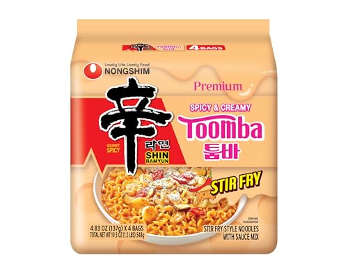 Shin Ramyun Toomba 4er-Pack, würzige & cremige Instant-Nudeln, schnelles und einfaches Kochen, Braten-Nudeln mit Soßenmischung von Nongshim