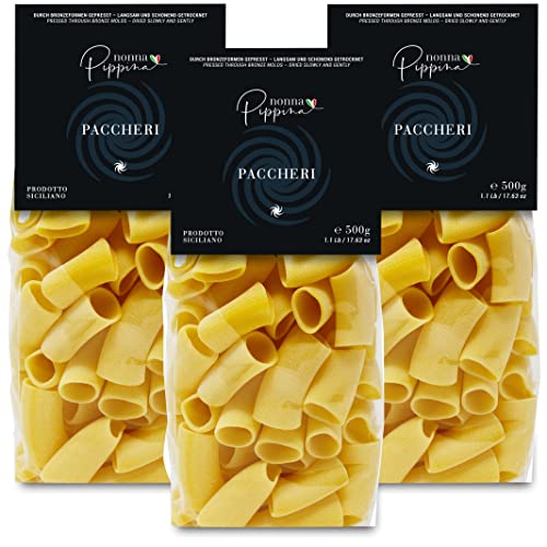 NONNA PIPPINA Paccheri, 3 x 500g, Pasta traditionell durch Bronzeform gezogen, langsame Trocknung, aus Hartweizengriess, vegan (ohne Ei) von Nonna Pippina