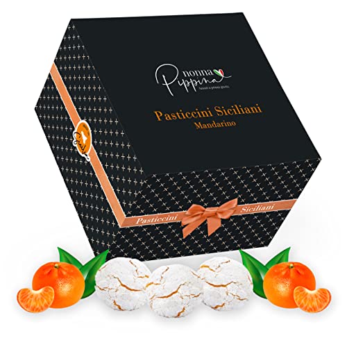 NONNA PIPPINA Pasticcini Siciliani, 600g, nur Mandarine, traditionell handgemachtes weiches Mandelgebäck aus Sizilien, in schöner Geschenk-Box (Box-Design kann variieren) GLUTENFREI + LAKTOSEFREI von Nonna Pippina