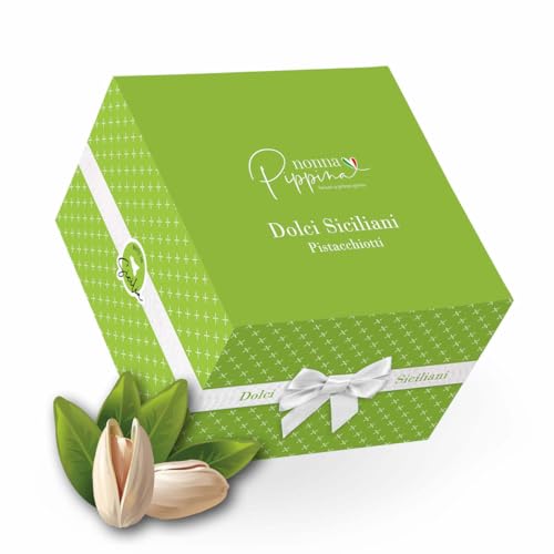 NONNA PIPPINA Pistacchiotti, 500g, traditionell handgemachtes sizilianisches Mürbegebäck mit Pistazien-Creme-Füllung, einzeln verpackt, in schöner Geschenk-Box von Nonna Pippina