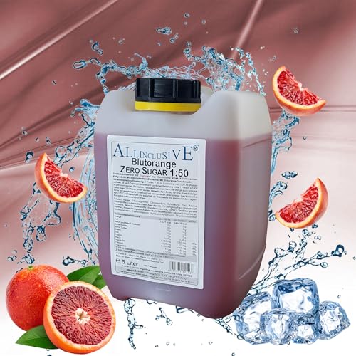 Prosport Allinclusive® Blutorange 5000ml – ZERO SUGAR Sirup mit Vitaminen – Premium Getränkekonzentrat 1:50 – Ohne Zucker, Aspartam & Azofarbstoffe – Perfekt für Wassersprudler von PROSPORT